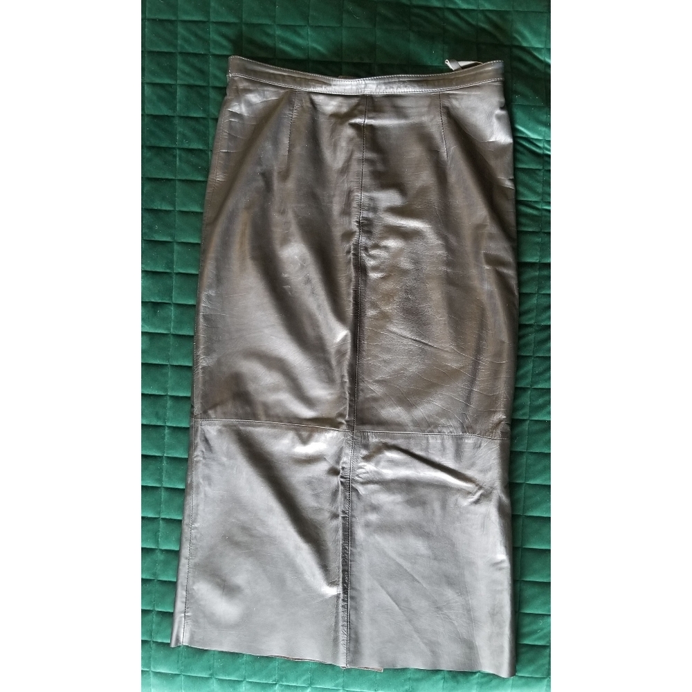 Vintage leather midi skirt